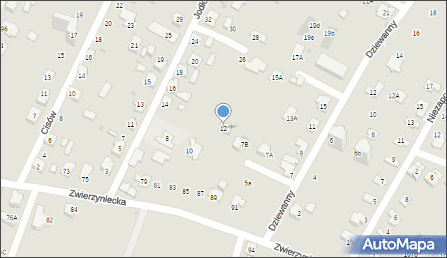 Tychy, Jodłowa, 12, mapa Tychów