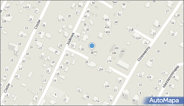 Tychy, Jodłowa, 28, mapa Tychów