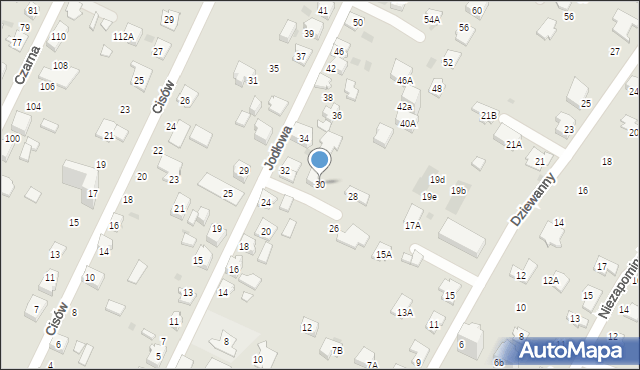 Tychy, Jodłowa, 30, mapa Tychów