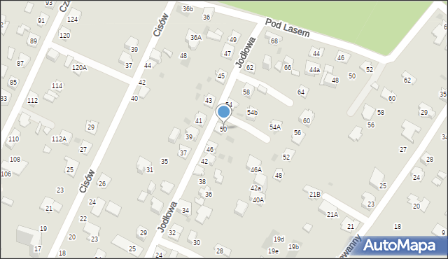 Tychy, Jodłowa, 50, mapa Tychów