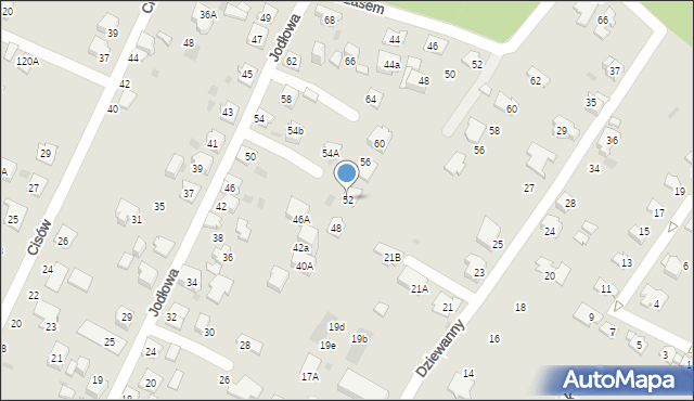 Tychy, Jodłowa, 52, mapa Tychów