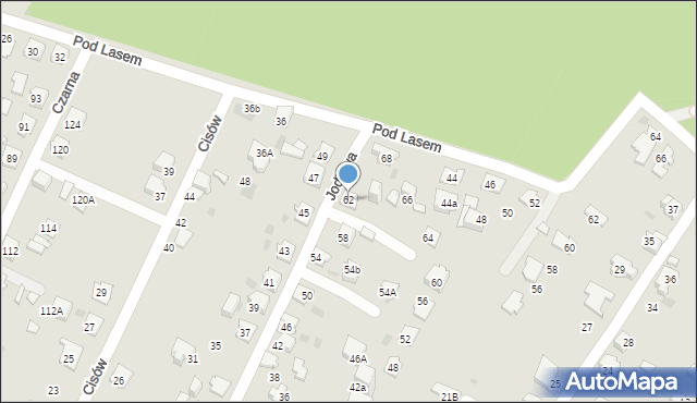 Tychy, Jodłowa, 62, mapa Tychów