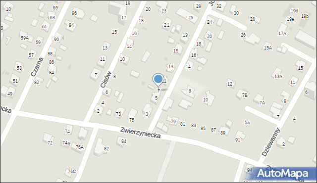 Tychy, Jodłowa, 7, mapa Tychów