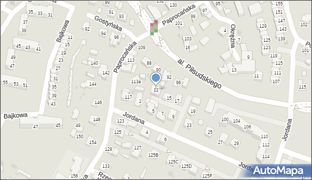 Tychy, Jordana Henryka, 11, mapa Tychów