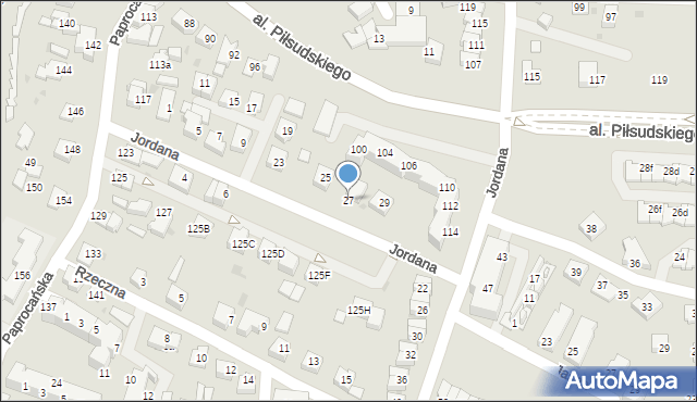 Tychy, Jordana Henryka, 27, mapa Tychów