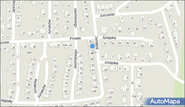 Tychy, Jordana Henryka, 86, mapa Tychów