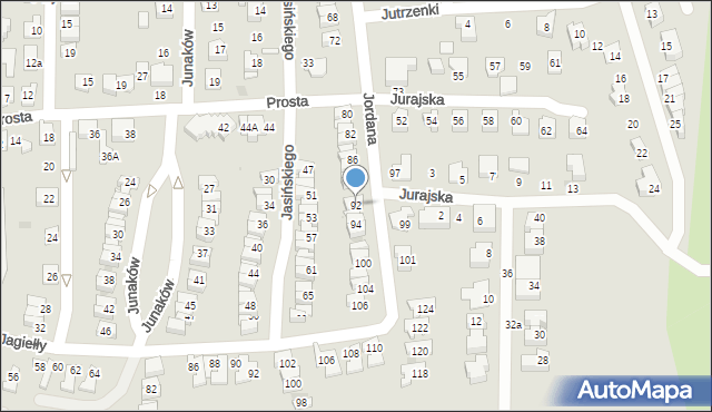 Tychy, Jordana Henryka, 92, mapa Tychów