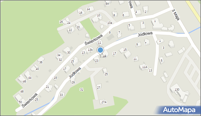 Ustroń, Jodłowa, 21, mapa Ustroń