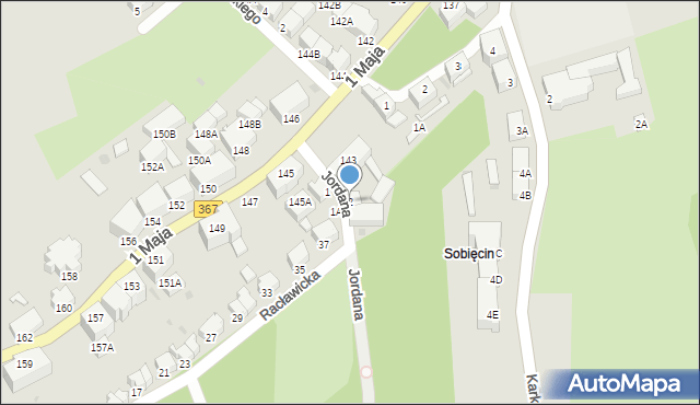 Wałbrzych, Jordana Henryka, 2, mapa Wałbrzycha