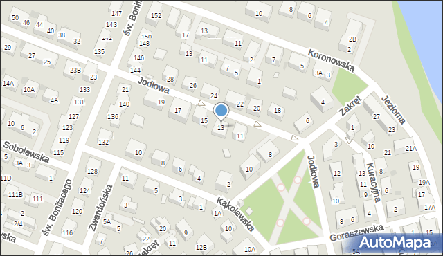 Warszawa, Jodłowa, 13, mapa Warszawy