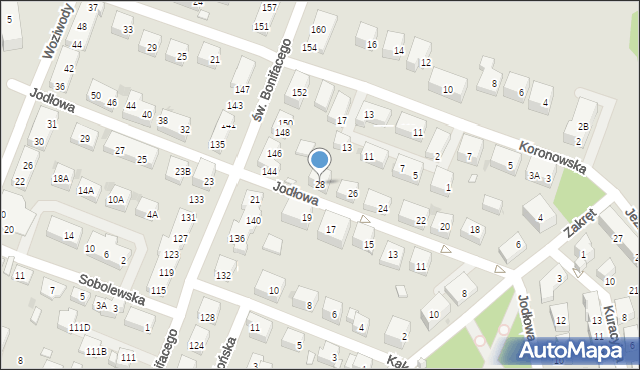 Warszawa, Jodłowa, 28, mapa Warszawy