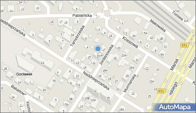 Warszawa, Jordanowska, 13, mapa Warszawy