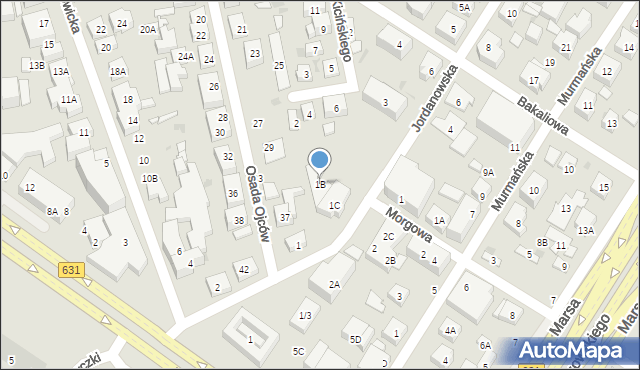 Warszawa, Jordanowska, 1B, mapa Warszawy