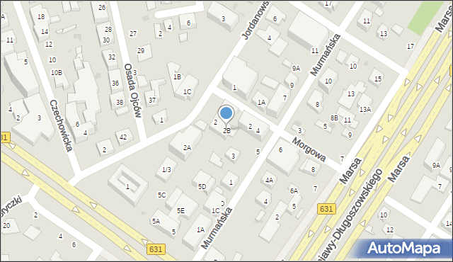 Warszawa, Jordanowska, 2B, mapa Warszawy