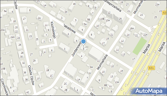 Warszawa, Jordanowska, 6, mapa Warszawy