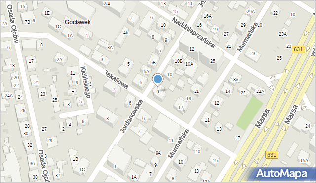 Warszawa, Jordanowska, 8, mapa Warszawy