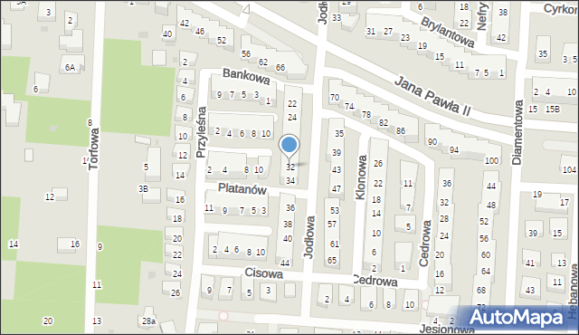 Warszawa, Jodłowa, 32, mapa Warszawy