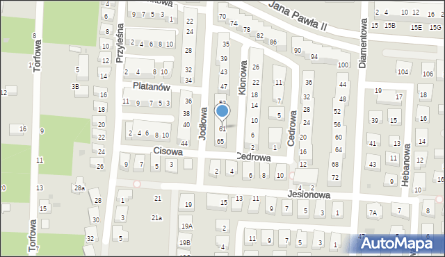 Warszawa, Jodłowa, 61, mapa Warszawy