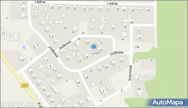 Widawa, Jodłowa, 17, mapa Widawa