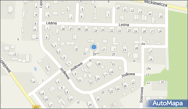 Widawa, Jodłowa, 29, mapa Widawa