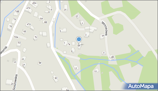 Wisła, Jodłowa, 9A, mapa Wisła