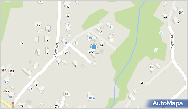 Wodzisław Śląski, Jodłowa, 30a, mapa Wodzisławia Śląskiego