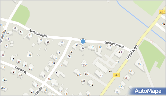 Wrocław, Jordanowska, 12, mapa Wrocławia