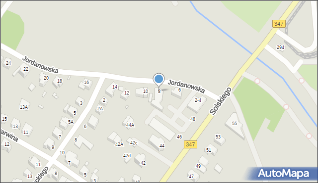 Wrocław, Jordanowska, 8, mapa Wrocławia