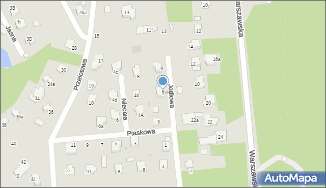 Wyszków, Jodłowa, 7, mapa Wyszków