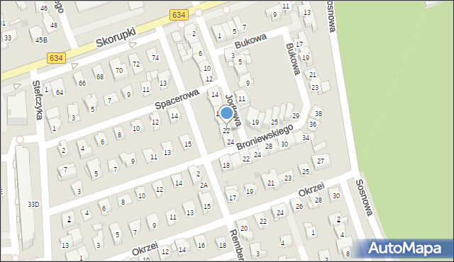 Ząbki, Jodłowa, 22, mapa Ząbki