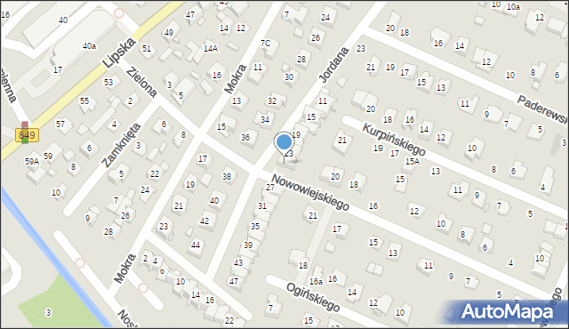 Zamość, Jordana Henryka, 25, mapa Zamościa