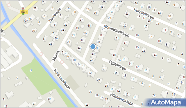 Zamość, Jordana Henryka, 43, mapa Zamościa