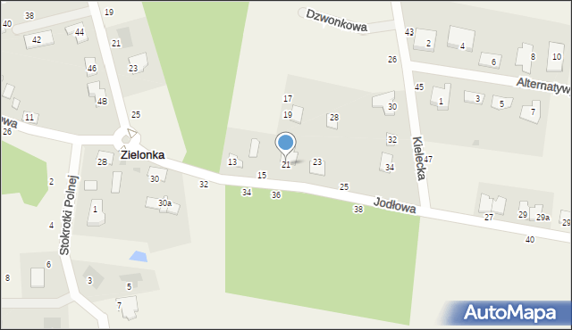 Zielonka, Jodłowa, 21, mapa Zielonka