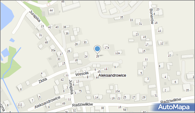 Aleksandrowice, Jurajska, 16, mapa Aleksandrowice