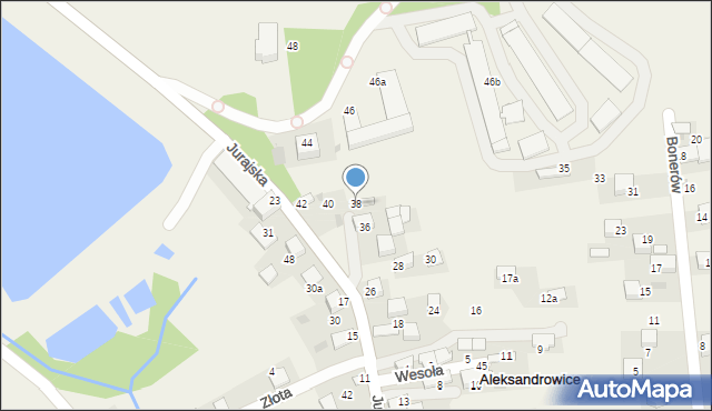 Aleksandrowice, Jurajska, 38, mapa Aleksandrowice