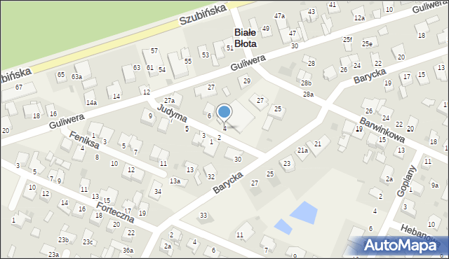 Białe Błota, Judyma, 4, mapa Białe Błota