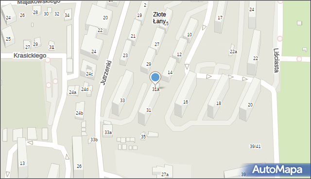 Bielsko-Biała, Jutrzenki, 31a, mapa Bielsko-Białej