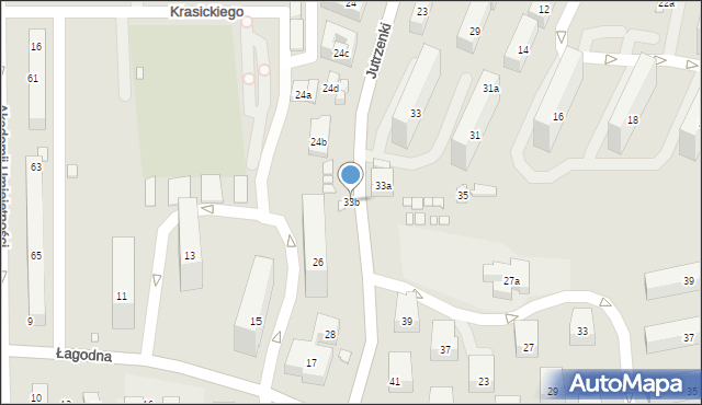 Bielsko-Biała, Jutrzenki, 33b, mapa Bielsko-Białej