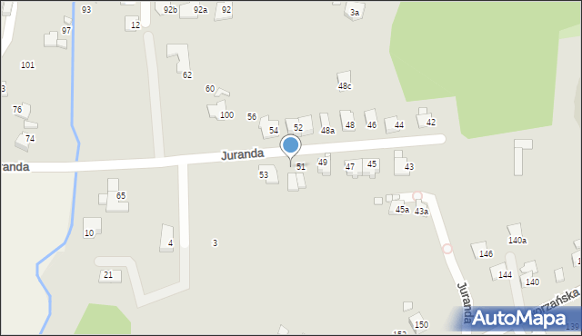 Bielsko-Biała, Juranda, 51a, mapa Bielsko-Białej