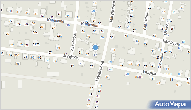 Częstochowa, Jurajska, 67, mapa Częstochowy