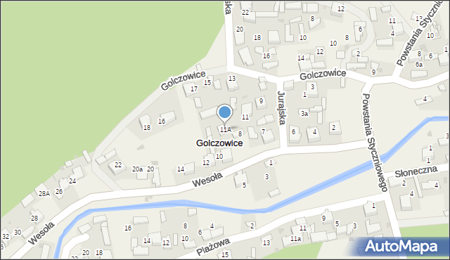 Golczowice, Jurajska, 11A, mapa Golczowice