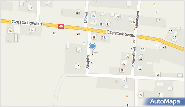 Janów, Jurajska, 3, mapa Janów