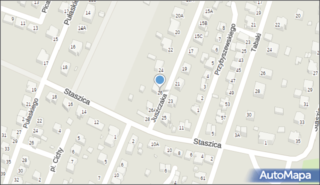 Jelenia Góra, Juszczaka Franciszka, 26, mapa Jelenia Góra