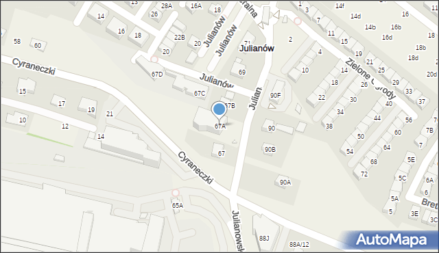 Józefosław, Julianowska, 67A, mapa Józefosław