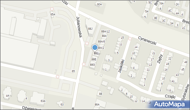 Julianów, Julianowska, 88D, mapa Julianów
