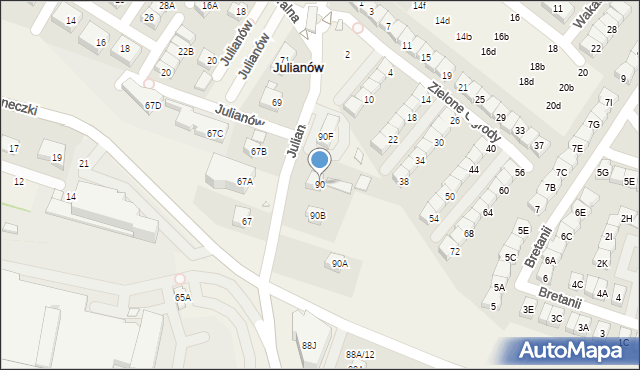 Julianów, Julianowska, 90, mapa Julianów