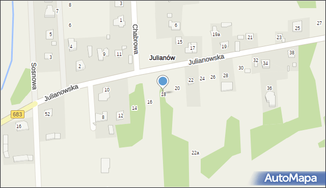 Julianów, Julianowska, 18, mapa Julianów
