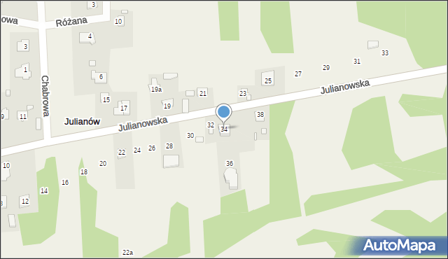 Julianów, Julianowska, 34, mapa Julianów
