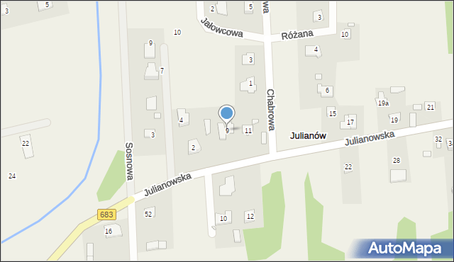 Julianów, Julianowska, 9, mapa Julianów