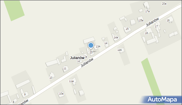 Julianów, Julianów, 13, mapa Julianów